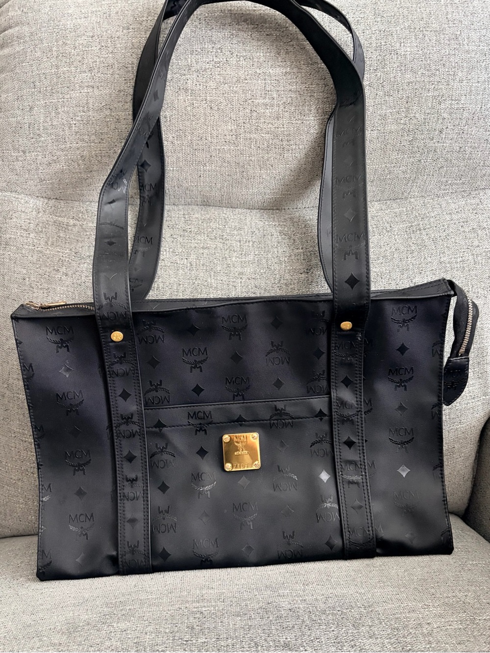 MCM Black Tote with Gold Hardware